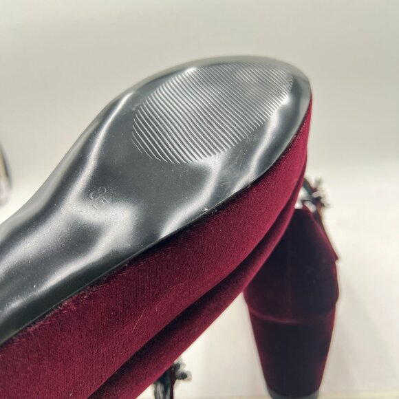 YDN Wine Platform Pointed Toe Wedge Heel Mary Jane Pumps Dress Buckle Soft Shoes - Picture 5 of 7